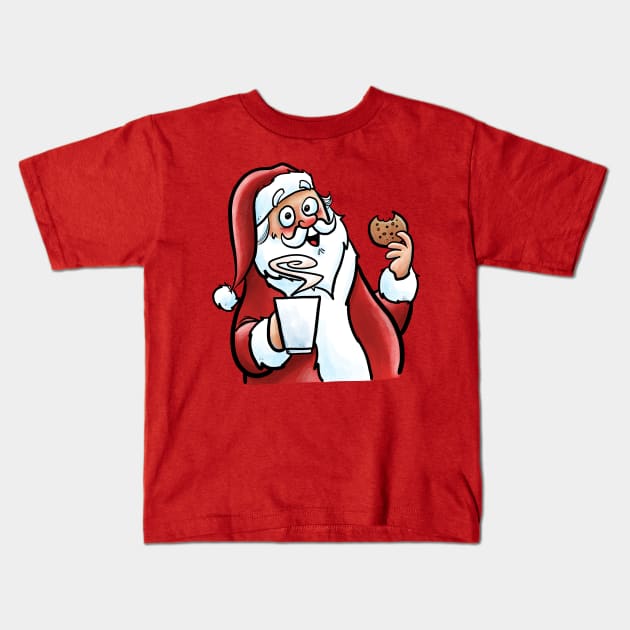 Coffee Break Santa Kids T-Shirt by Grasdal